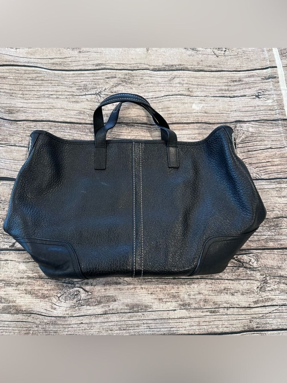 Vintage Y2K Black Leather Coach Tote Bag; Authentic with Serial Number on Patch